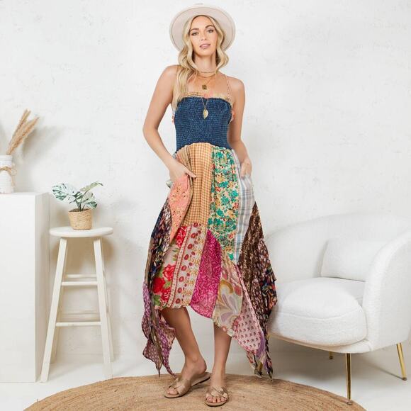 Young Threads Dresses & Skirts - Young Threads Handkerchief Dress with Patches